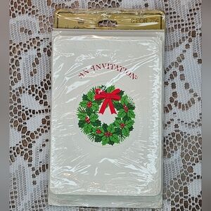 FREE W/ $20+ PURCHASE VTG HALLMARK CHRISTMAS PARTY INVITATIONS 8 PACK WREATH